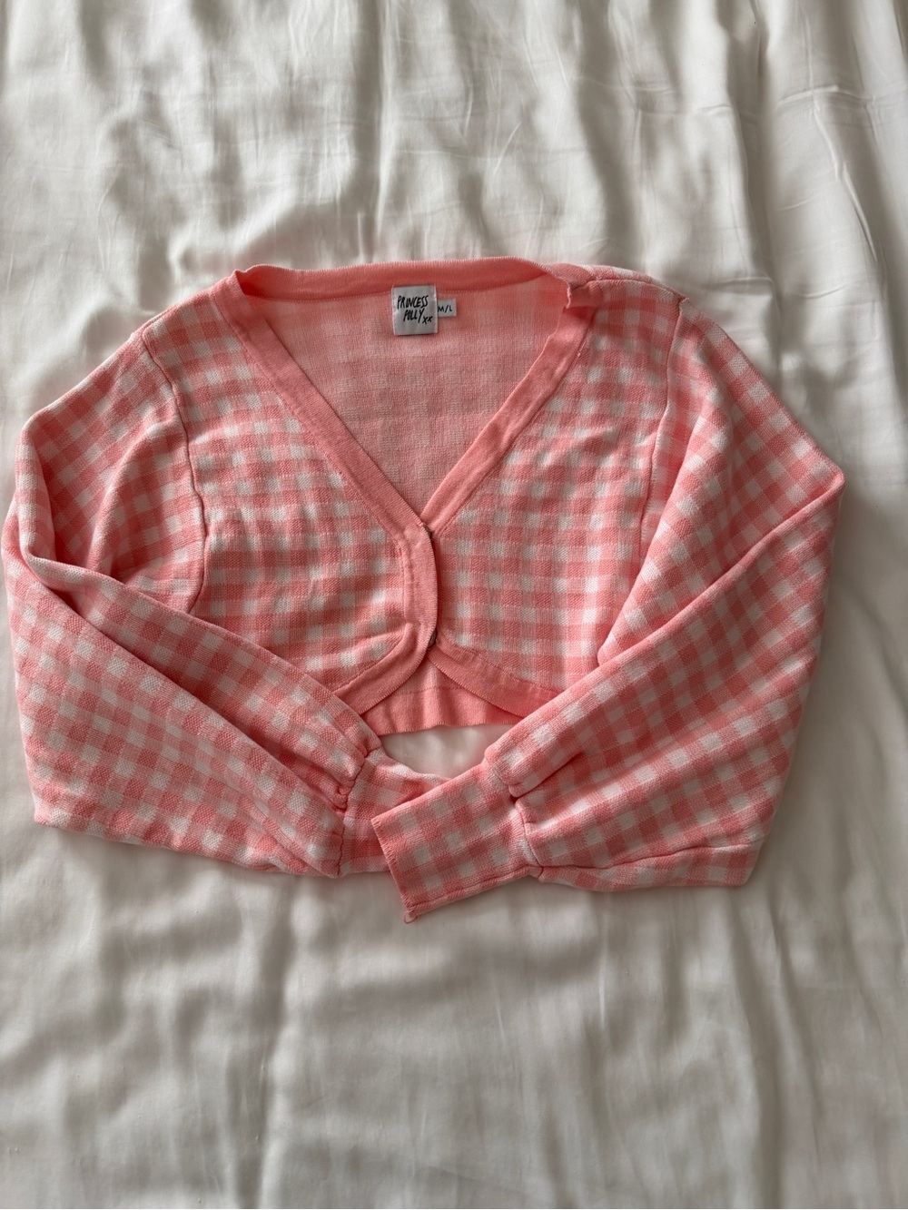 Princess Polly Pink Gingham Cropped Cardigan